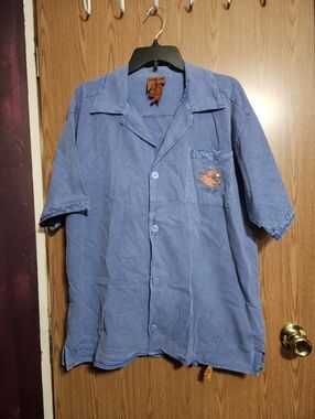 PIRANA JOE Puerto Rico Roatan Nautical Fishing Button Down Shirt Size Large!